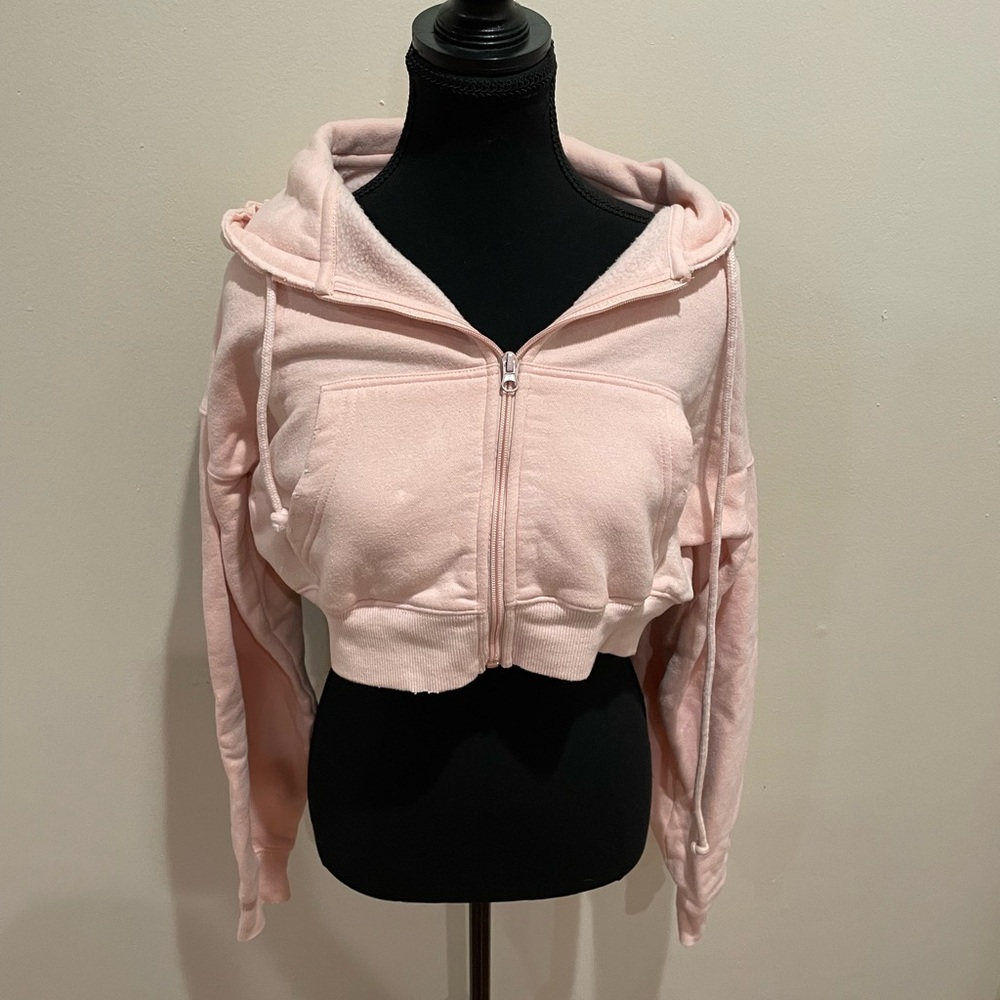 PAC Sun Pink Cropped Zip-Up Hoodie